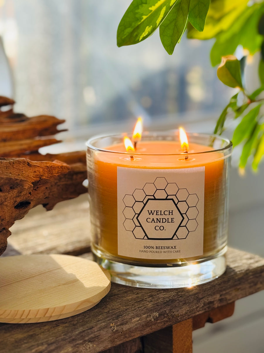 32 oz Beeswax Candle WITH Wooden Lid – Welch Candle Company