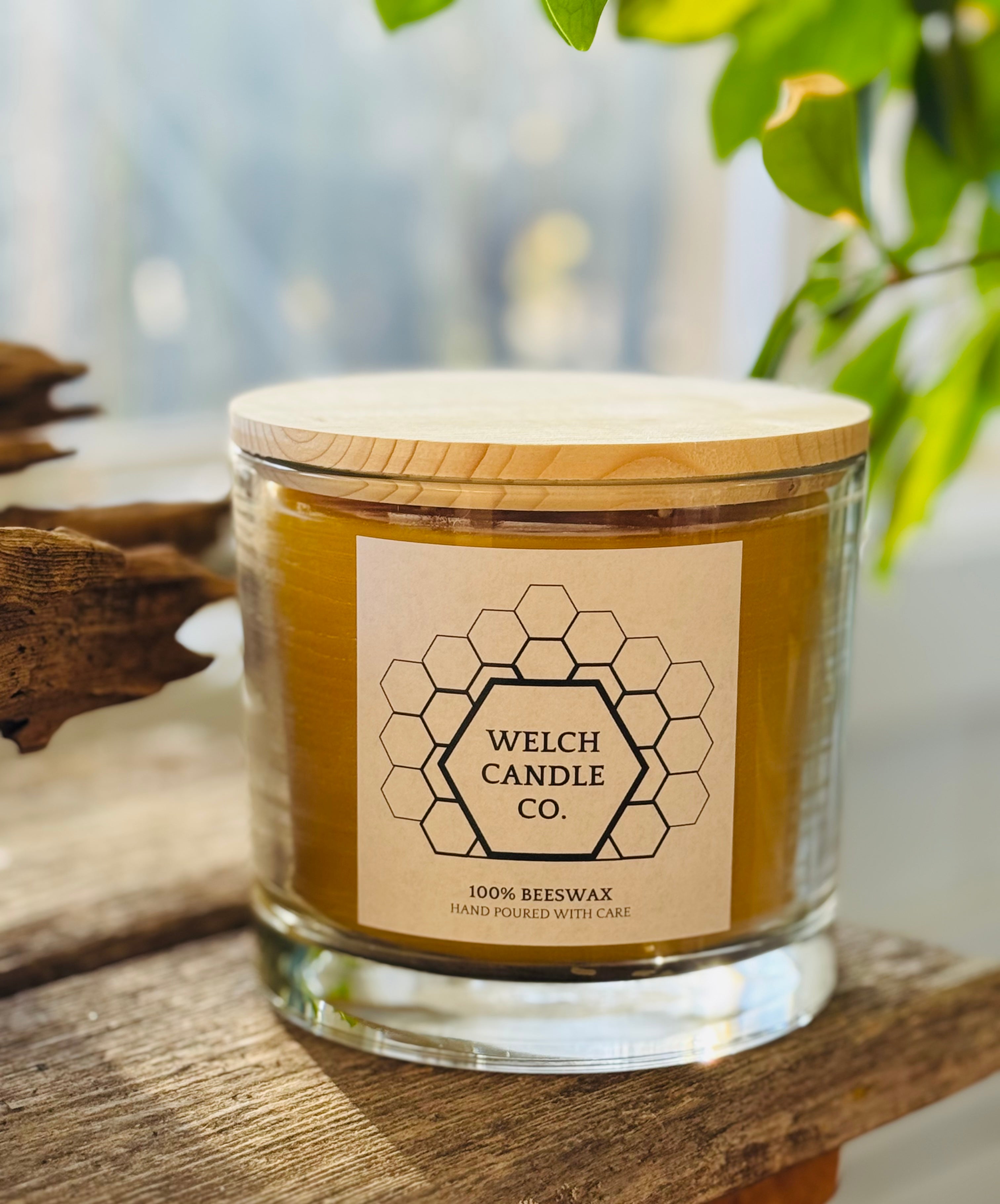 32 oz Beeswax Candle WITH Wooden Lid – Welch Candle Company